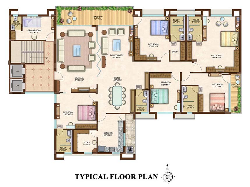 The Magnolias 2 5 BHK typical floor plan